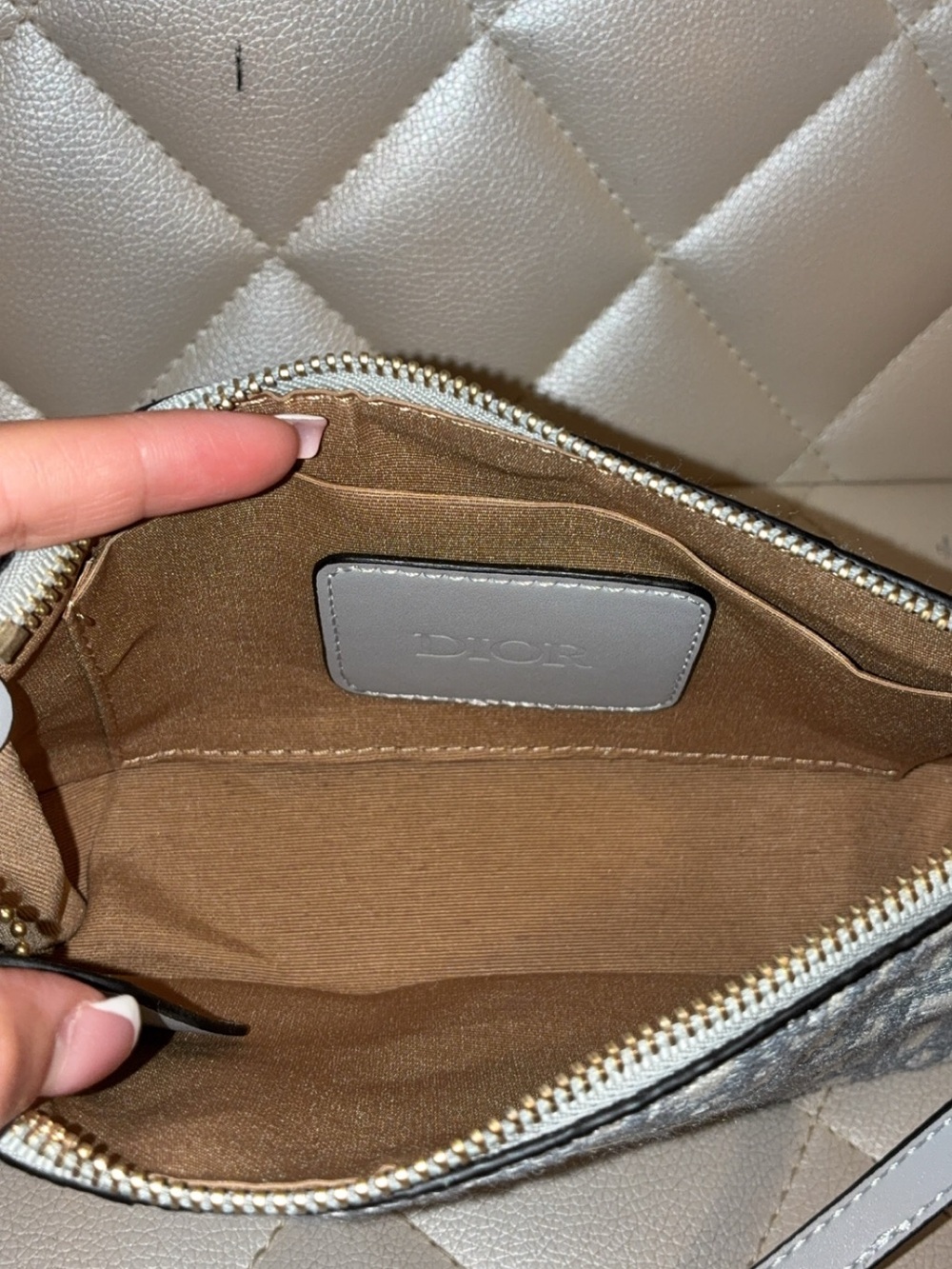 Dior Petite Monogram Jacquard Shoulder Bag in Blue and Cream - Picture 3 of 3